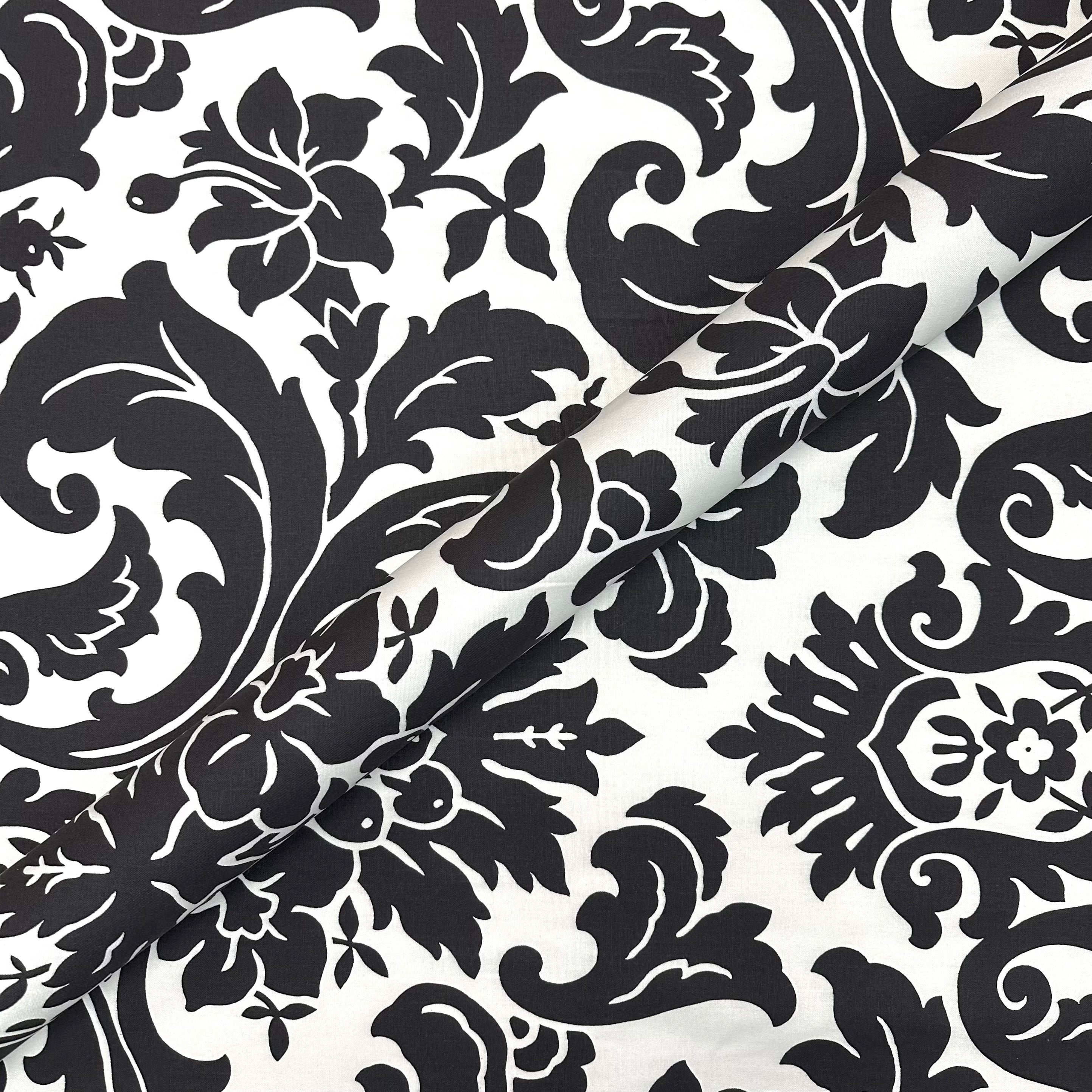 Black & White  Damask Cotton Fabric 54"