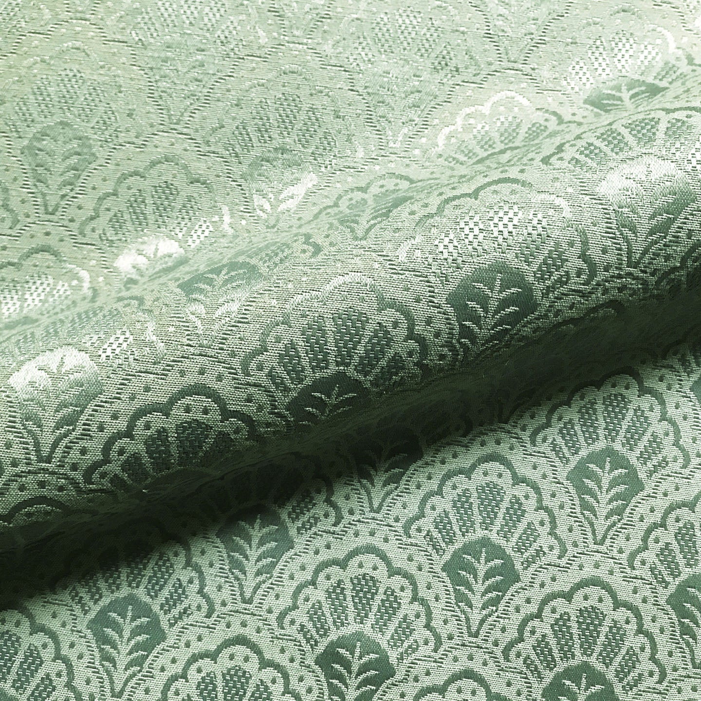 Emerald Green Art Deco Fan Jacquard Upholstery Fabric 54"