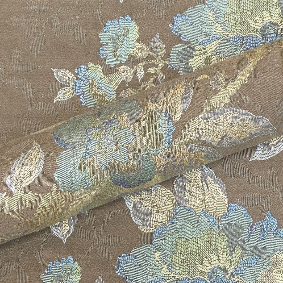 GREEN GOLD Brocade Flower Floral Upholstery Drapery Fabric (110 in.) S –  handtfabrics