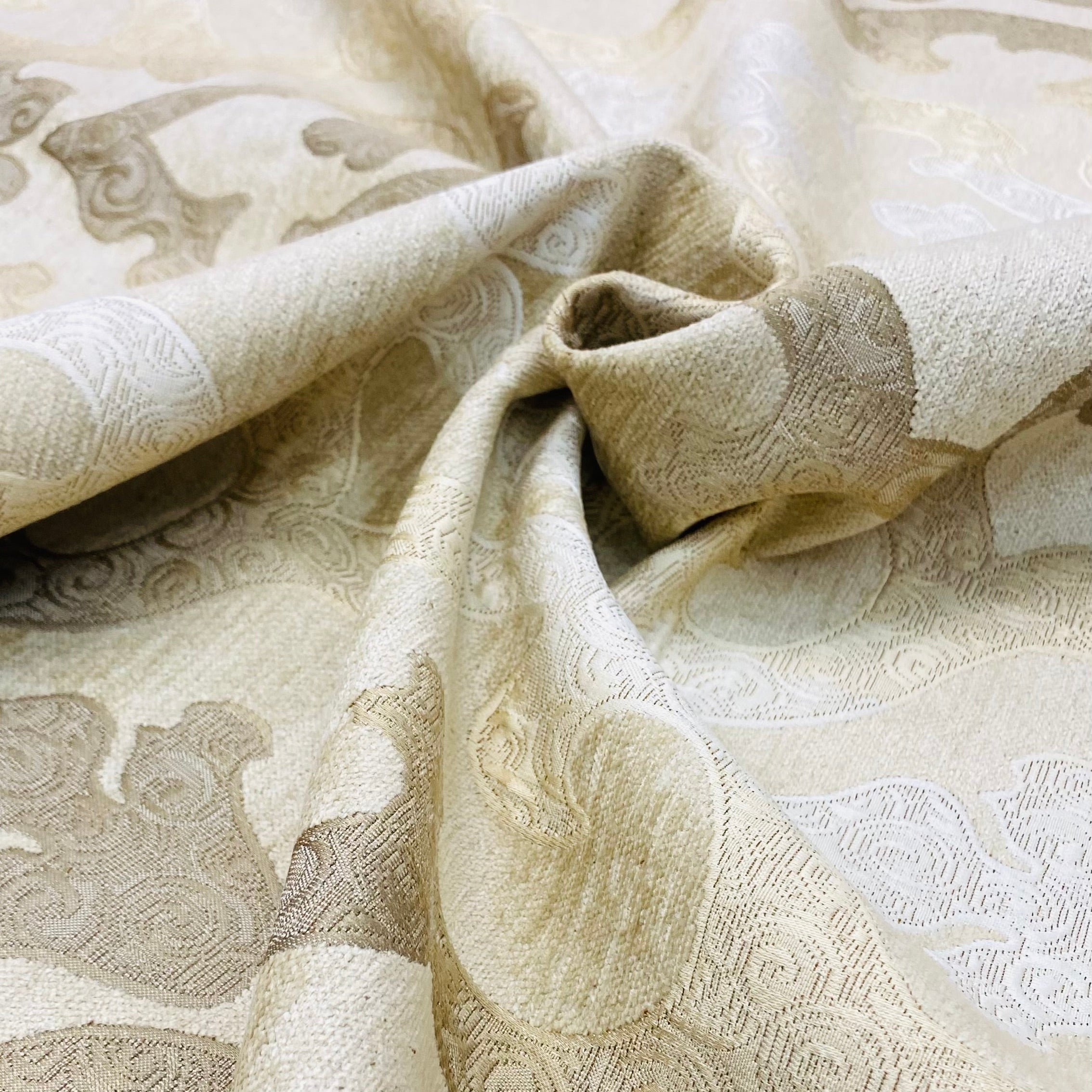 Ivory Traditional Jacquard Upholstery Fabric 54