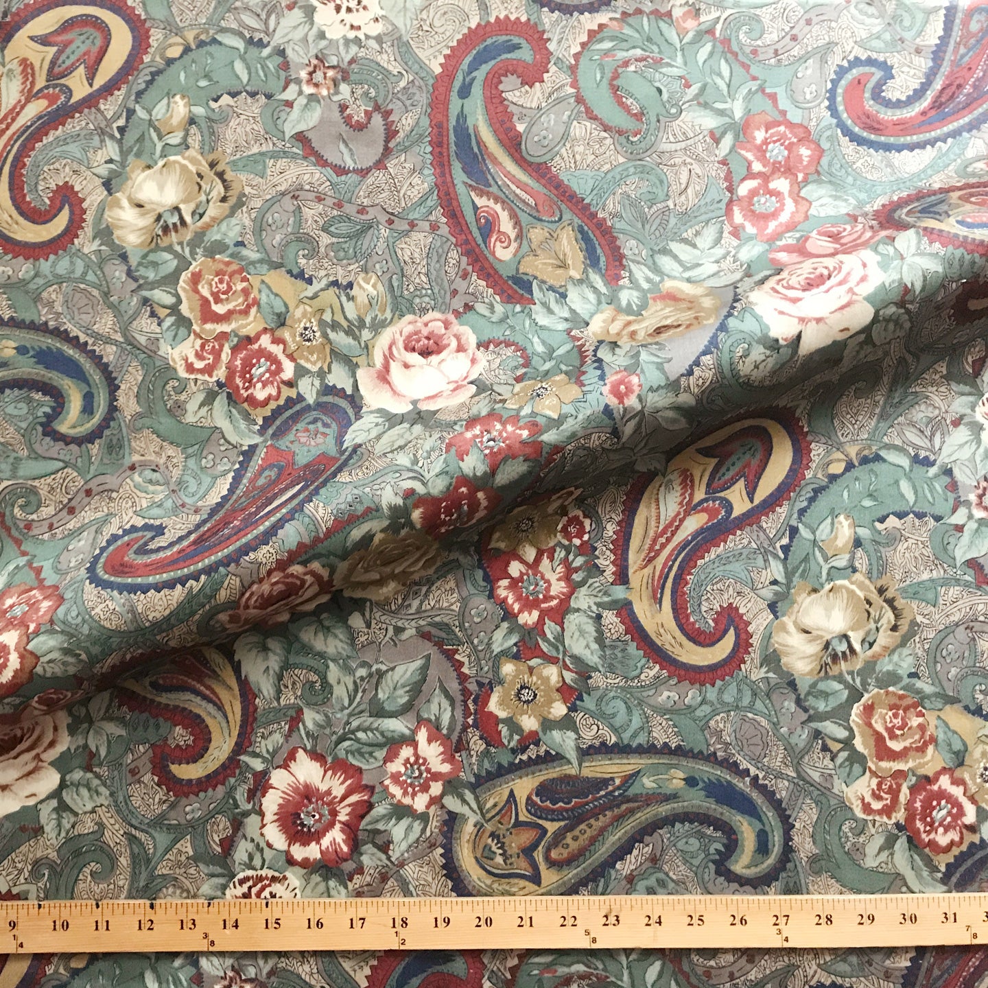 Pastel Traditional Paisley Printed Cotton Upholstery Fabric 54