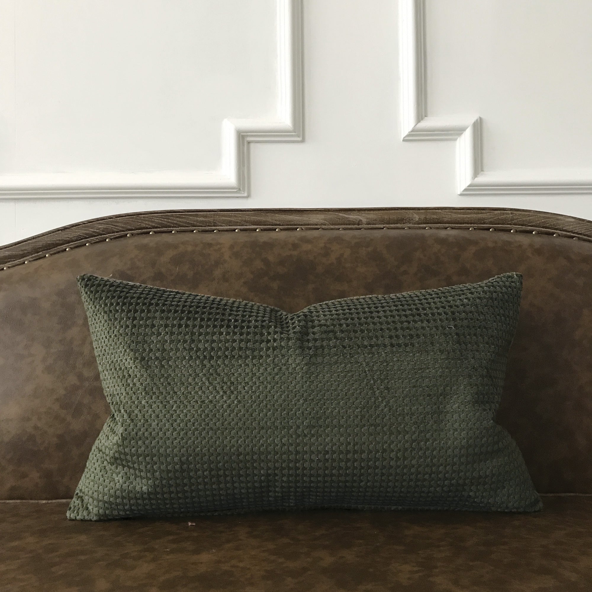 Woven Dark Green Pillow Cover