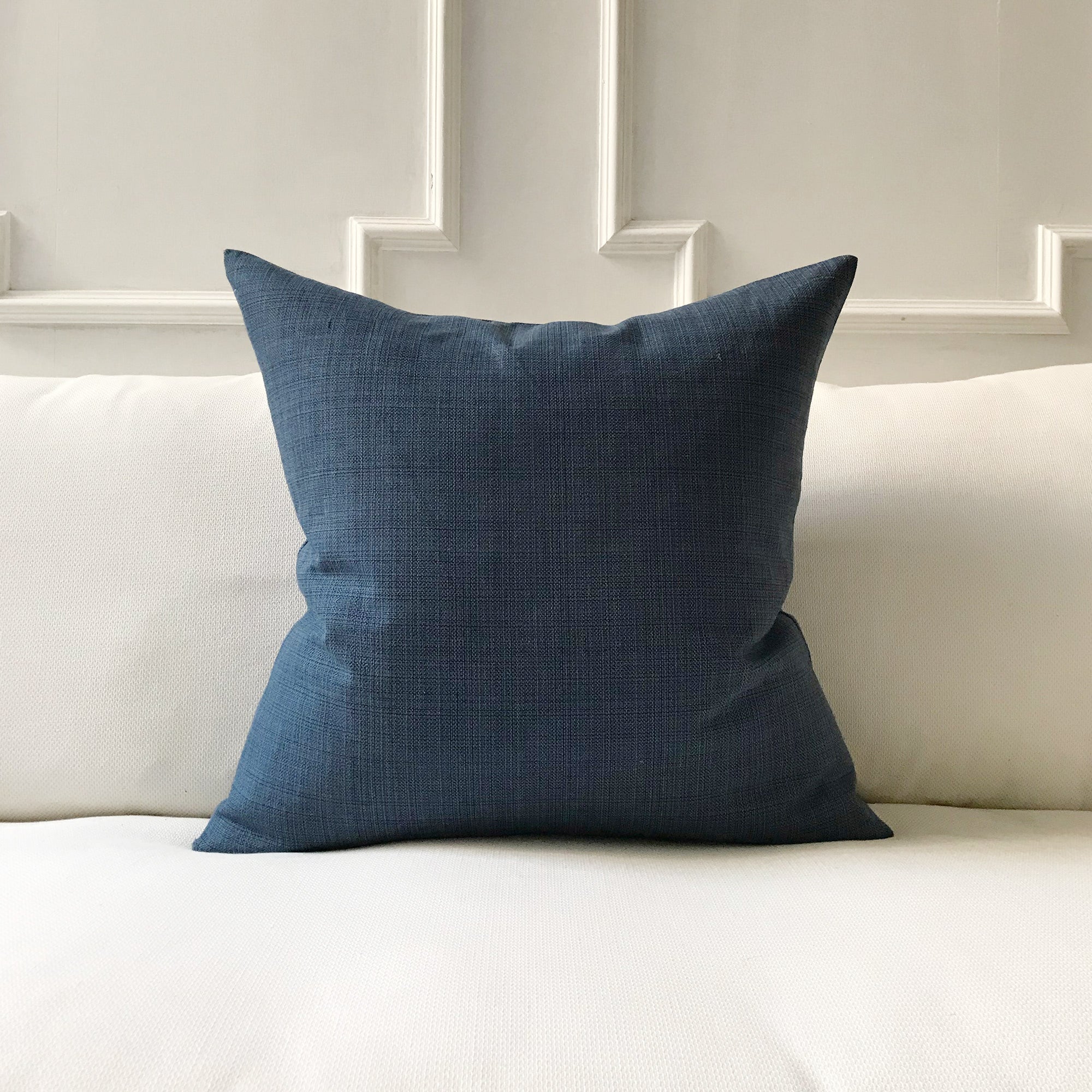 Denim Blue Solid Throw Pillow Cover 24x24