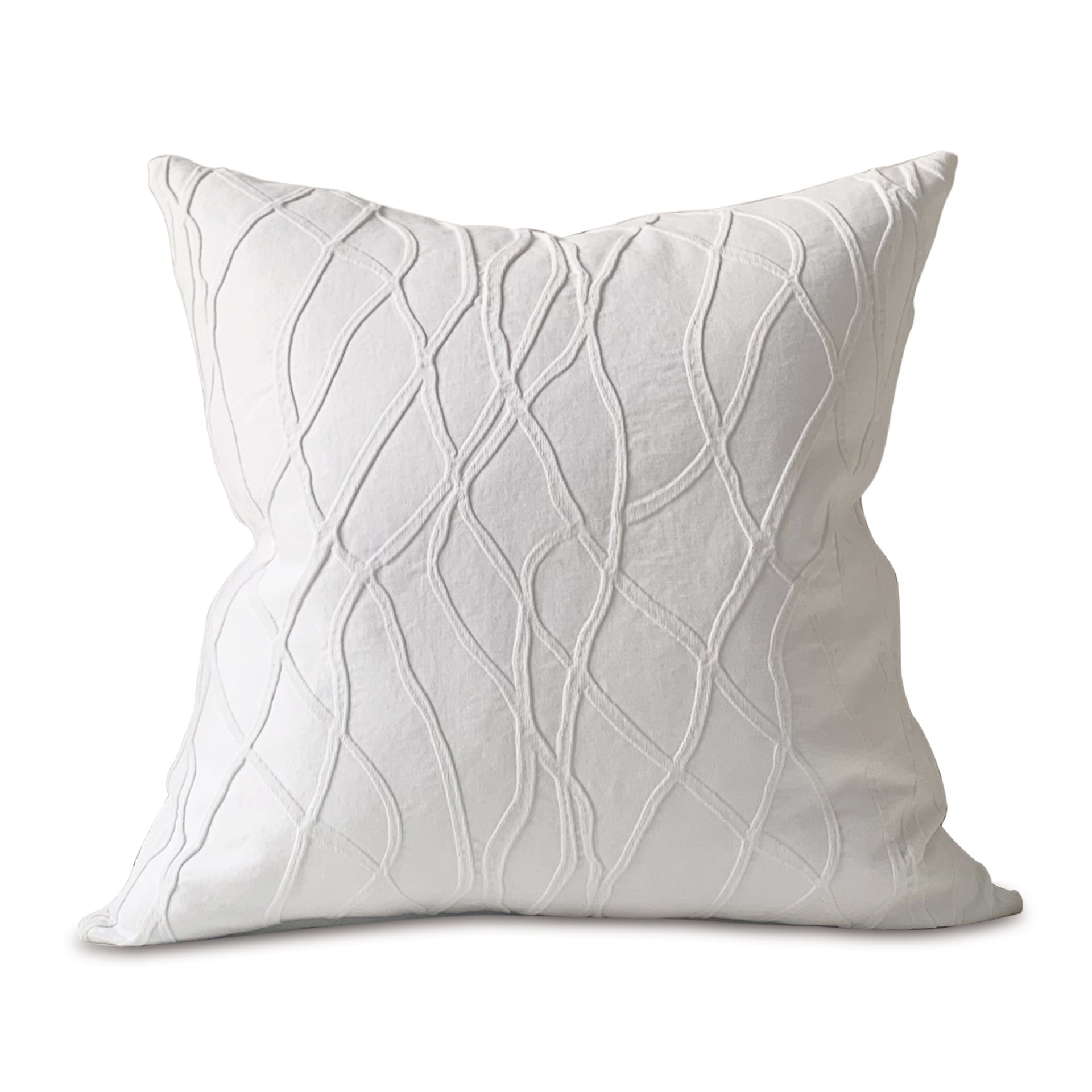 White Textured Wave Throw Pillow Cover 22x22 – Plankroad Home Decor