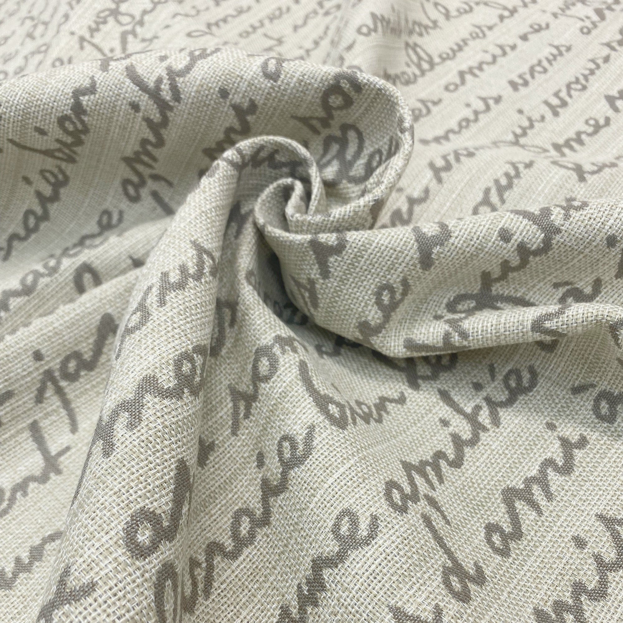 Textile Written Letters French Handwriting Letter Upholstery Fabric 54