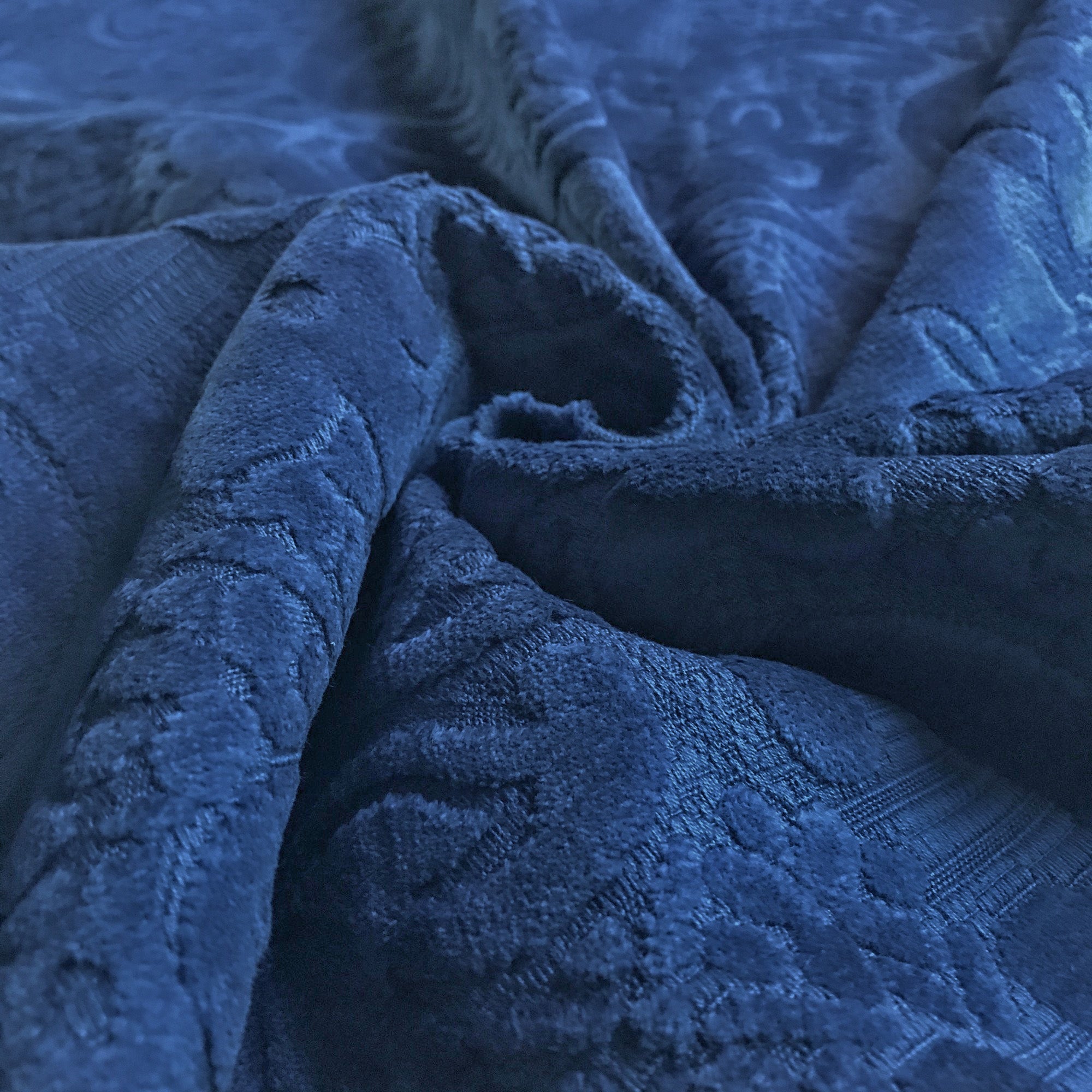 Royal Blue Floral Velvet Burnout Upholstery Fabric 54 – Plankroad