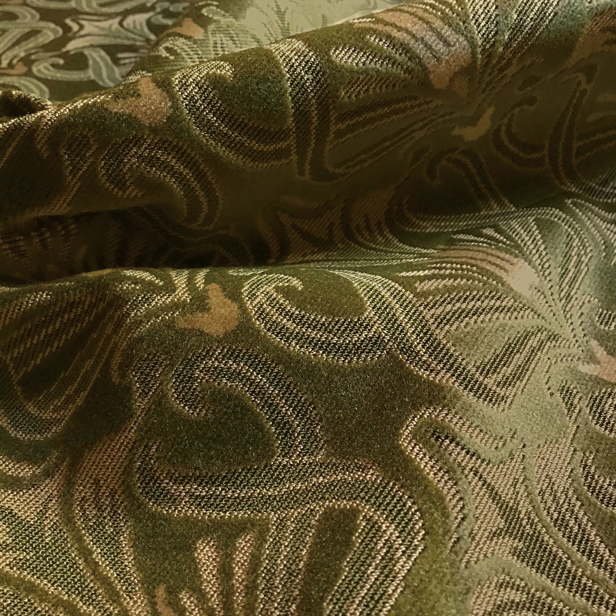 Green Mid-Century Mohair Textured Upholstery Fabric 56