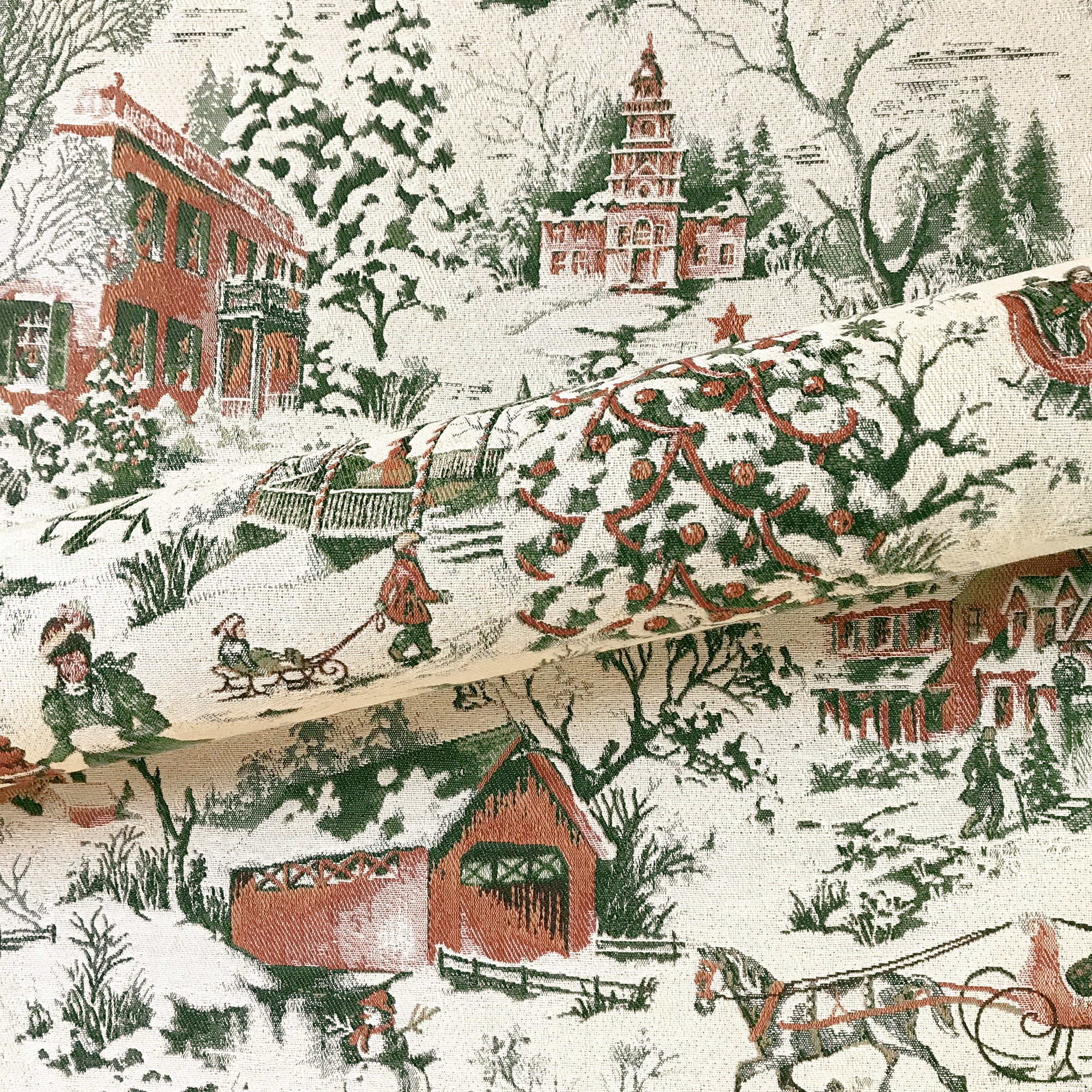 Snowy Winter Vintage Tapestry Upholstery Fabric 54 – Plankroad