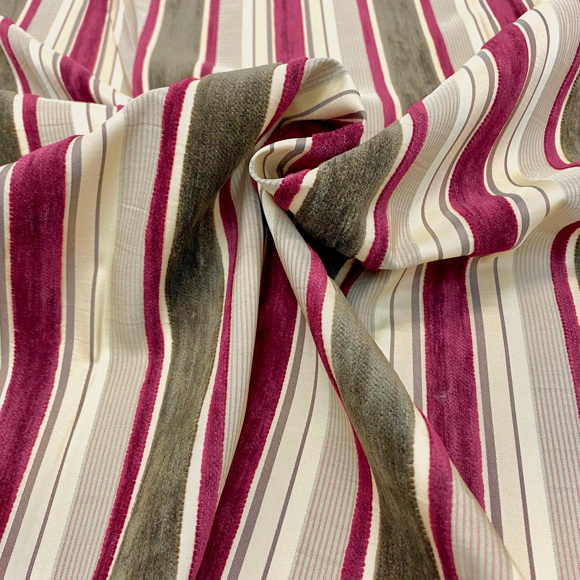 Classy Christmas Striped Velvet Upholstery Fabric 56" – Plankroad Home ...
