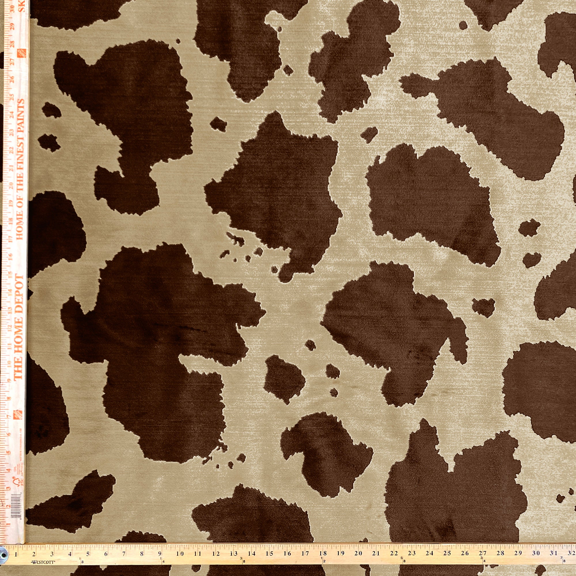 Gold and Brown Faux Cowhide Velvet Upholstery Fabric 56