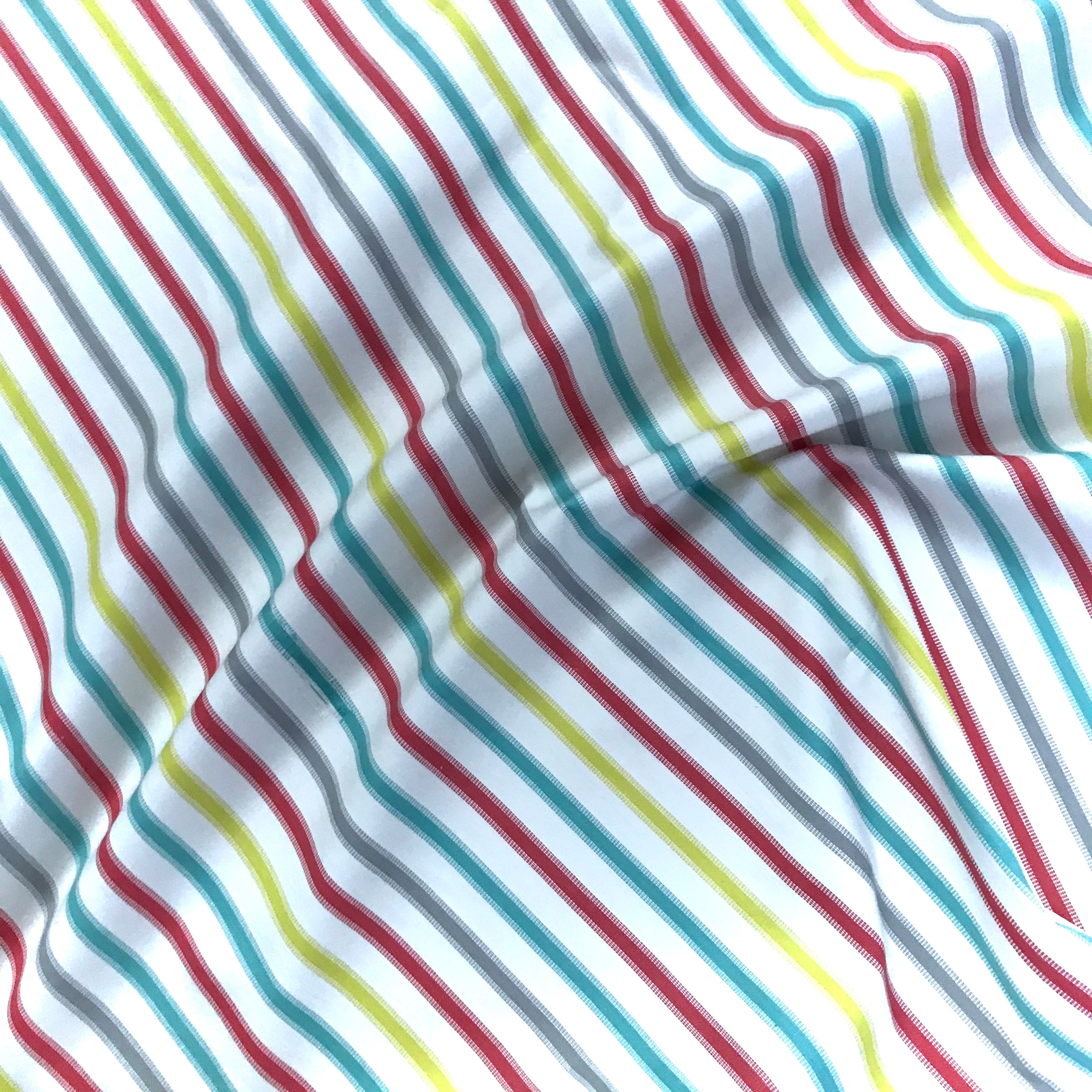 Multicolor Sherbet Stripe Cotton Upholstery Fabric - 54